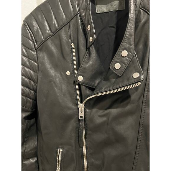 All Saints Jasper leather biker jacket in black - Picture 8 of 16